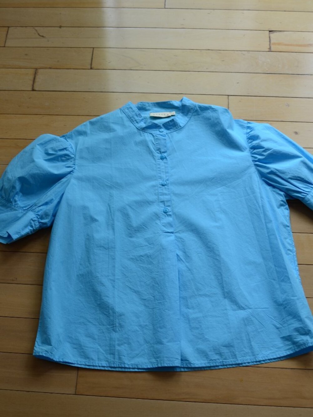 Stark x Blue Puff Sleeve Blouse Size L